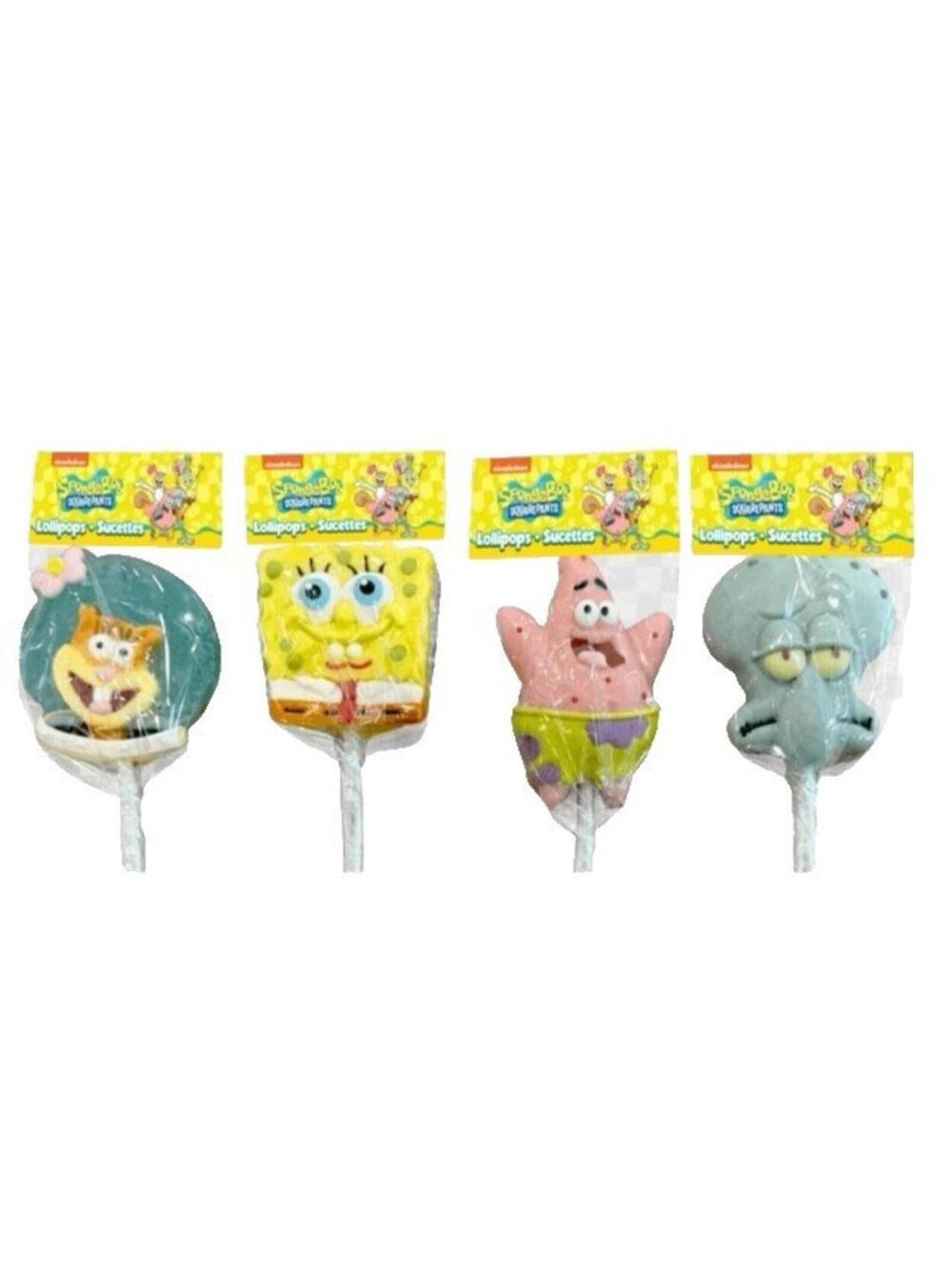 SpongeBob SquarePants Jumbo Lollipops 4-Pack, Bubblegum Flavors with SpongeBob,